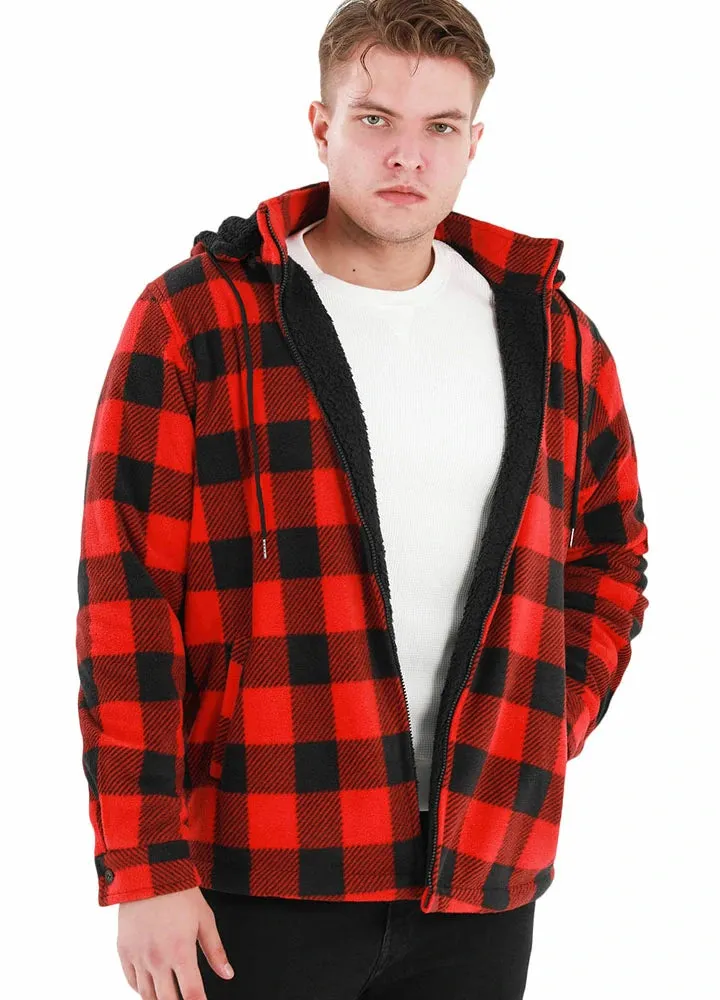 Men's Matching Family Fleece Buffalo Red Plaid Shirt Jacket