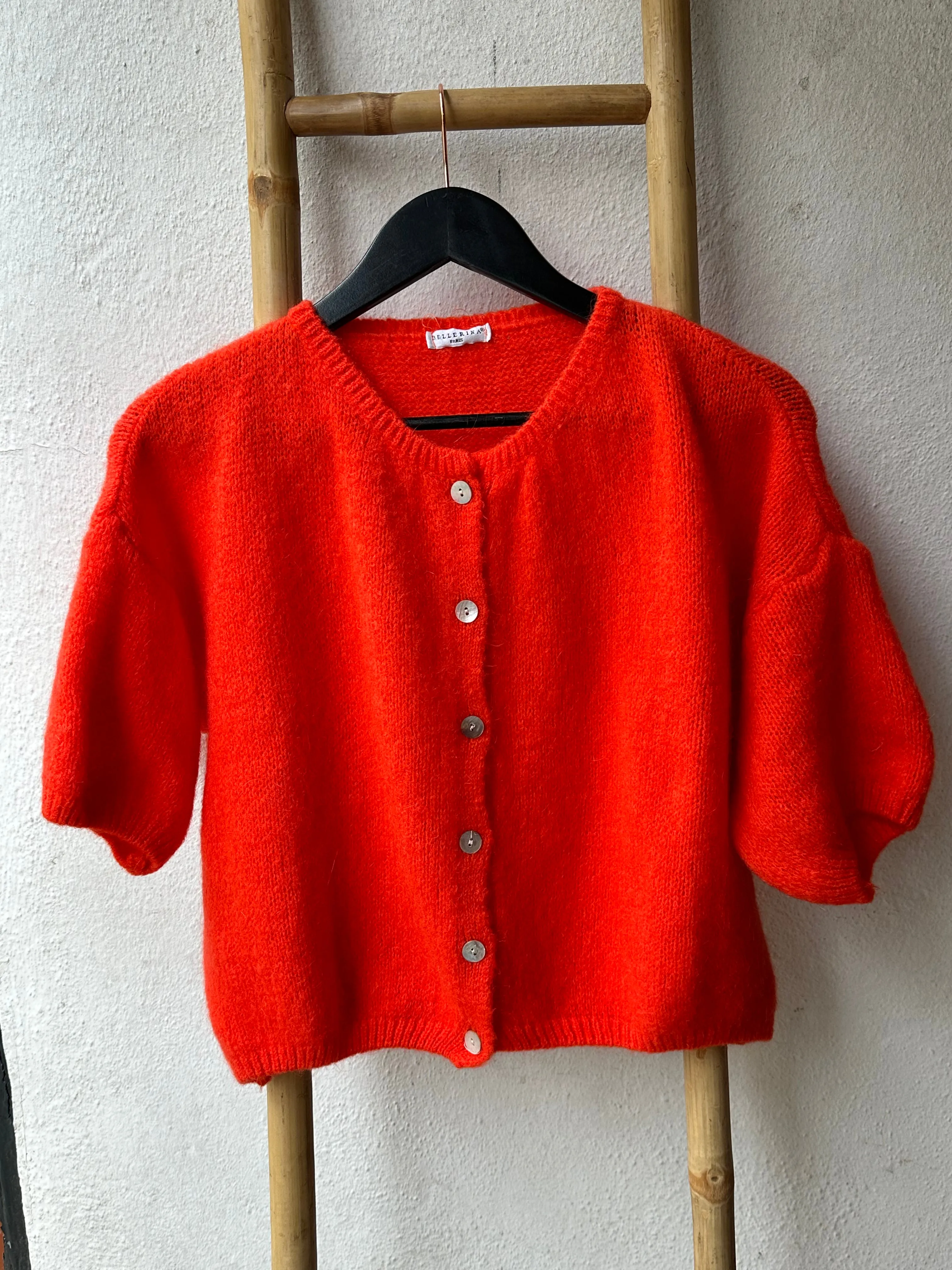 Mohair mix cardigan in Poppy red