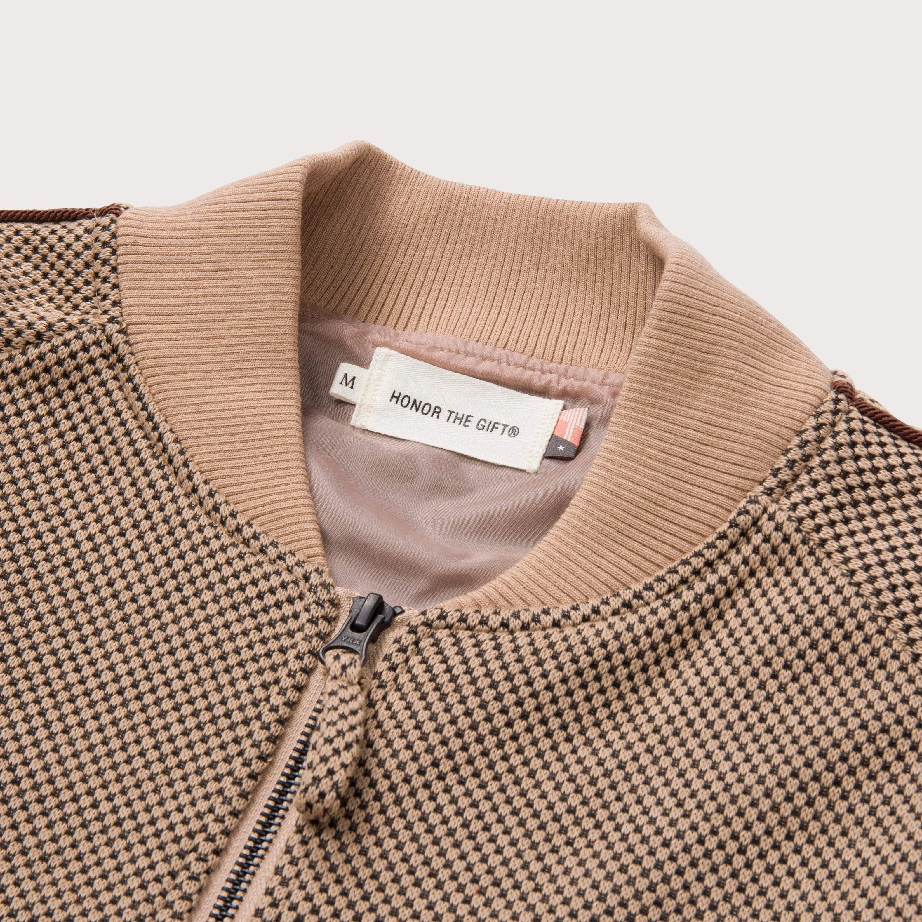 Novelty Knit Track Jacket - Brown