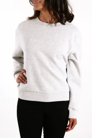 Nude Lucy Slogan Sweat Grey Marle