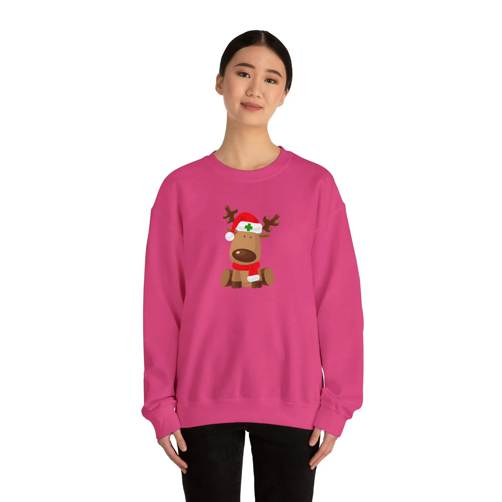 Nurse Christmas Reindeer Unisex Heavy Blend™ Crewneck Sweatshirt