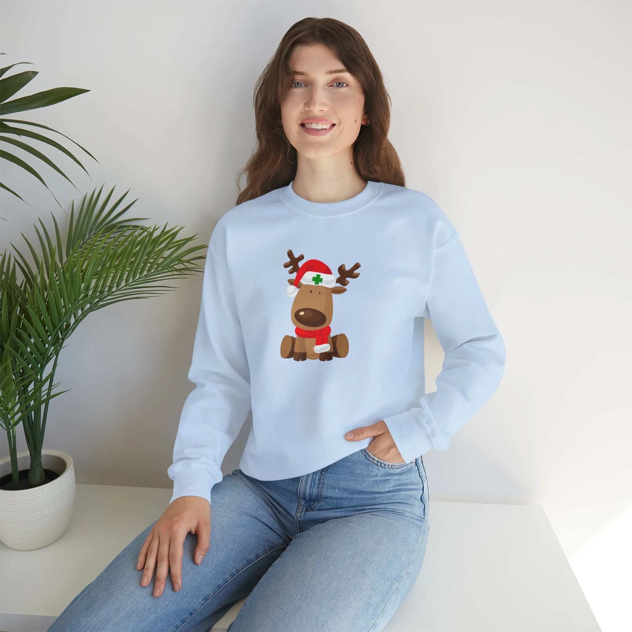 Nurse Christmas Reindeer Unisex Heavy Blend™ Crewneck Sweatshirt