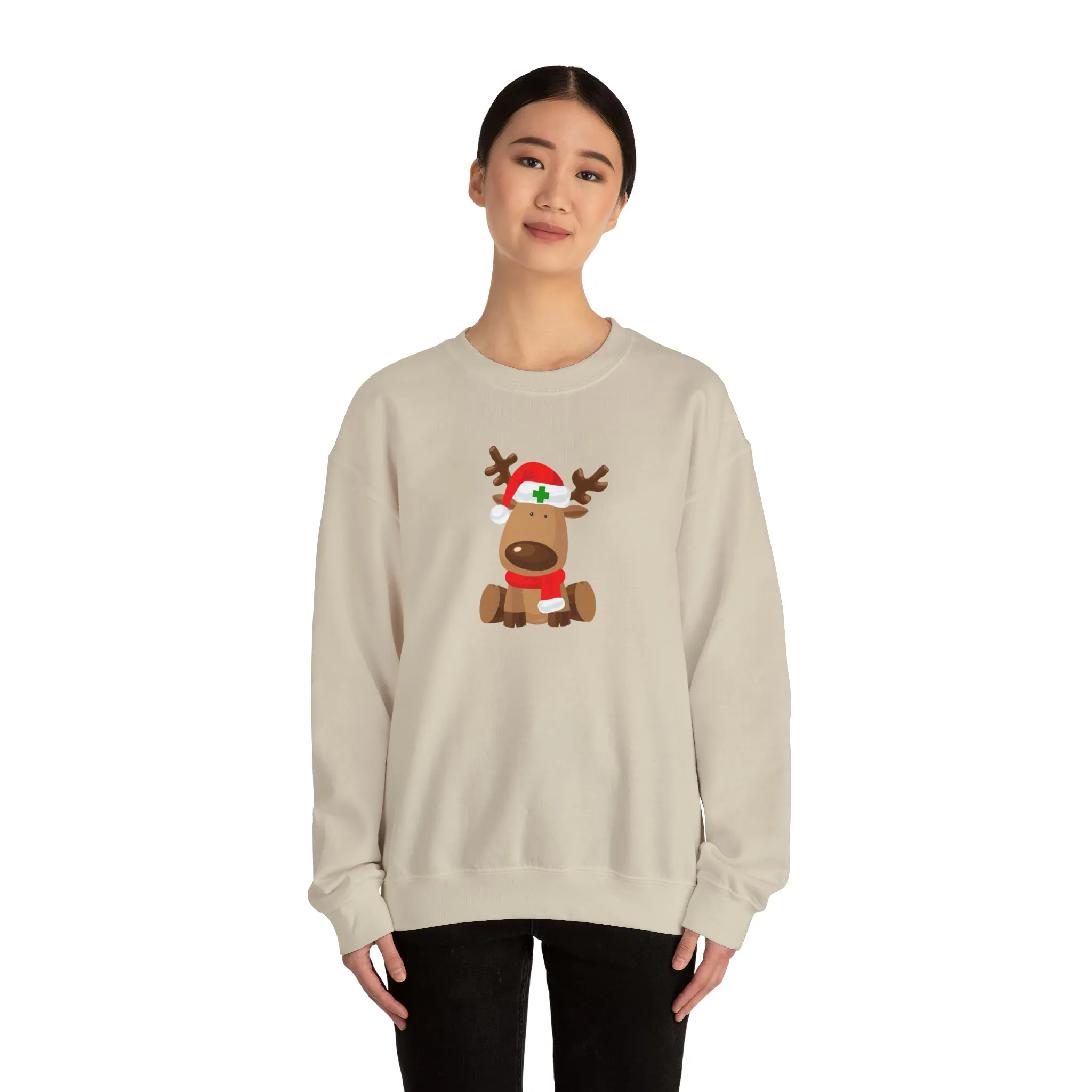 Nurse Christmas Reindeer Unisex Heavy Blend™ Crewneck Sweatshirt