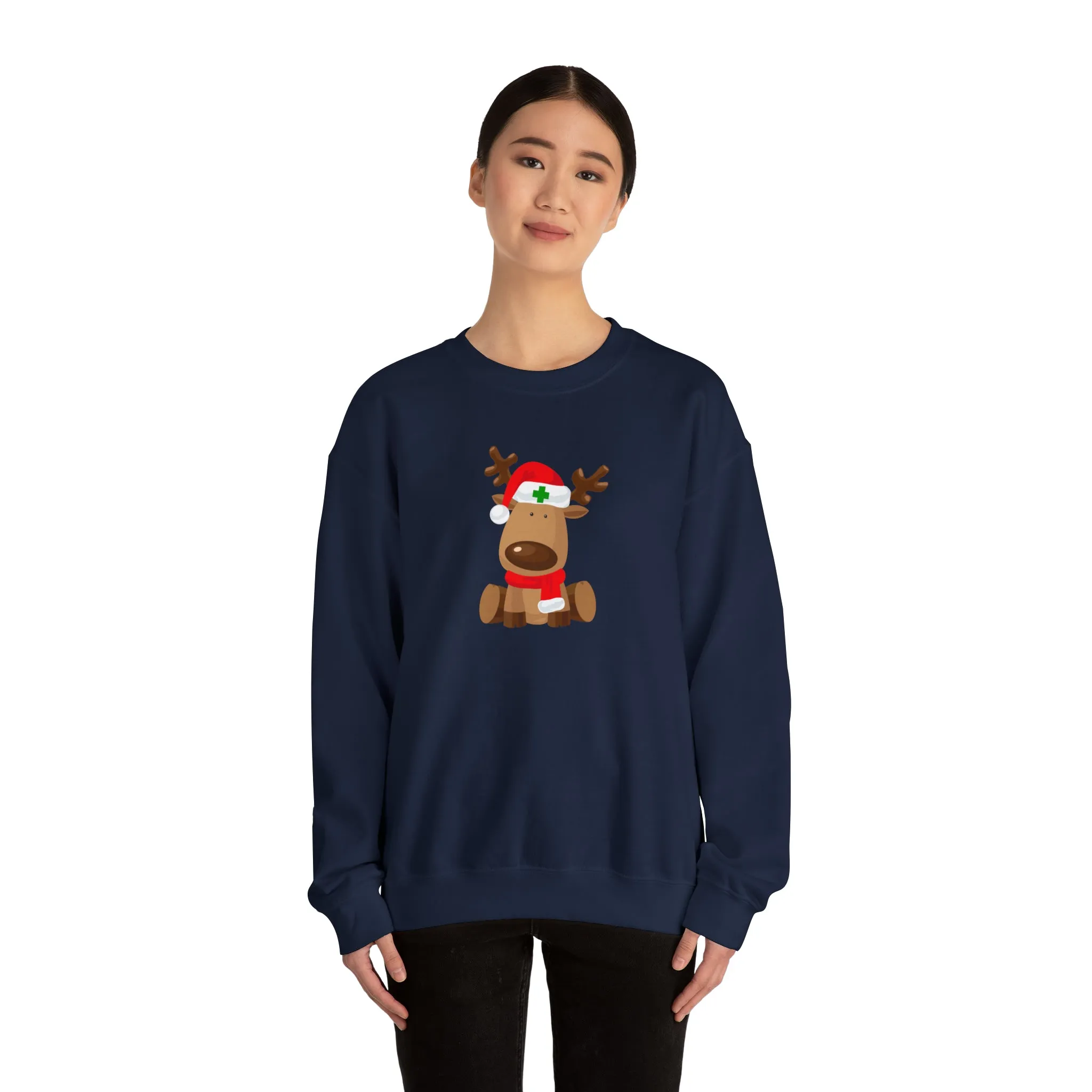 Nurse Christmas Reindeer Unisex Heavy Blend™ Crewneck Sweatshirt