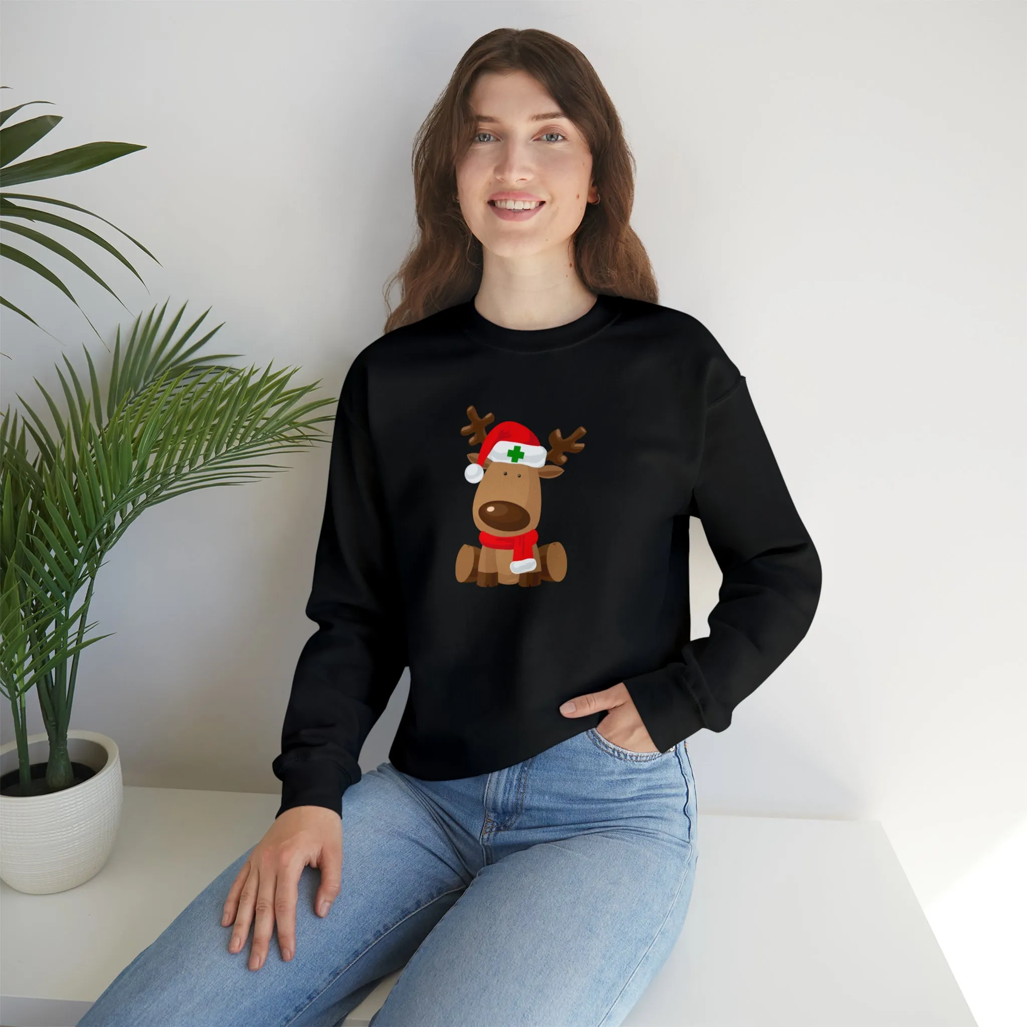 Nurse Christmas Reindeer Unisex Heavy Blend™ Crewneck Sweatshirt