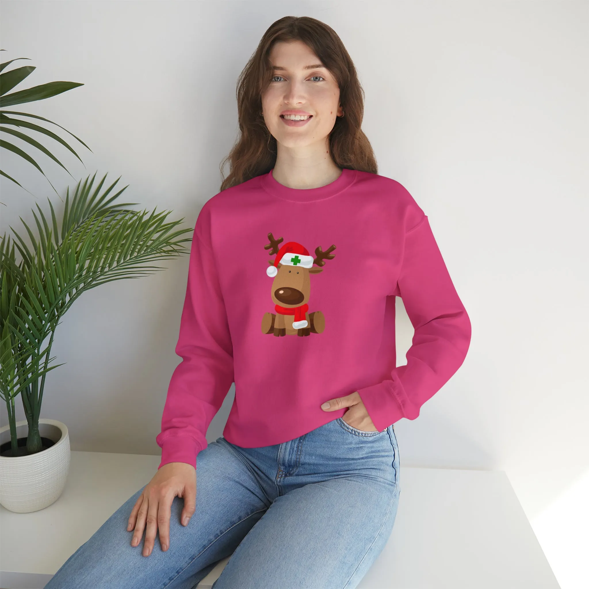 Nurse Christmas Reindeer Unisex Heavy Blend™ Crewneck Sweatshirt