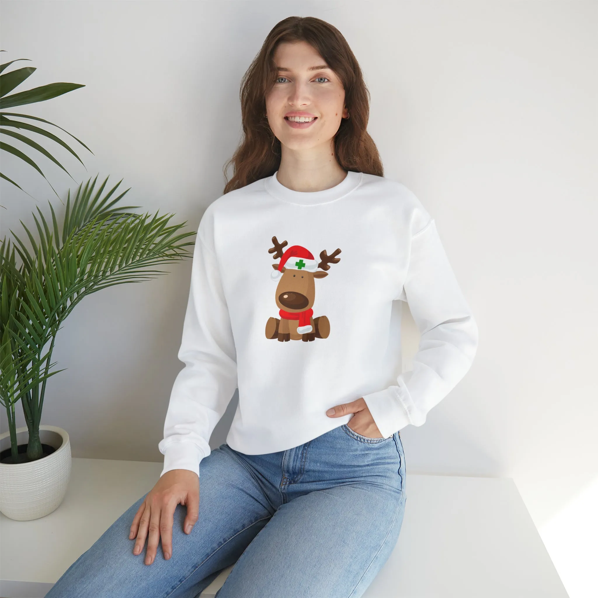 Nurse Christmas Reindeer Unisex Heavy Blend™ Crewneck Sweatshirt