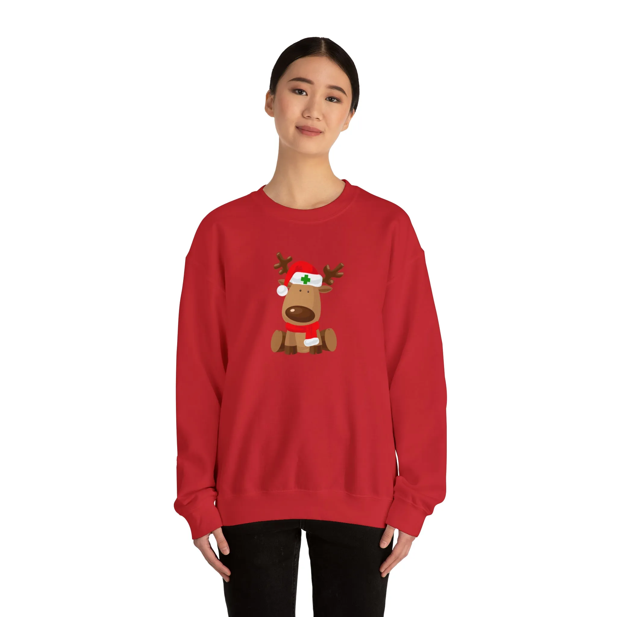 Nurse Christmas Reindeer Unisex Heavy Blend™ Crewneck Sweatshirt