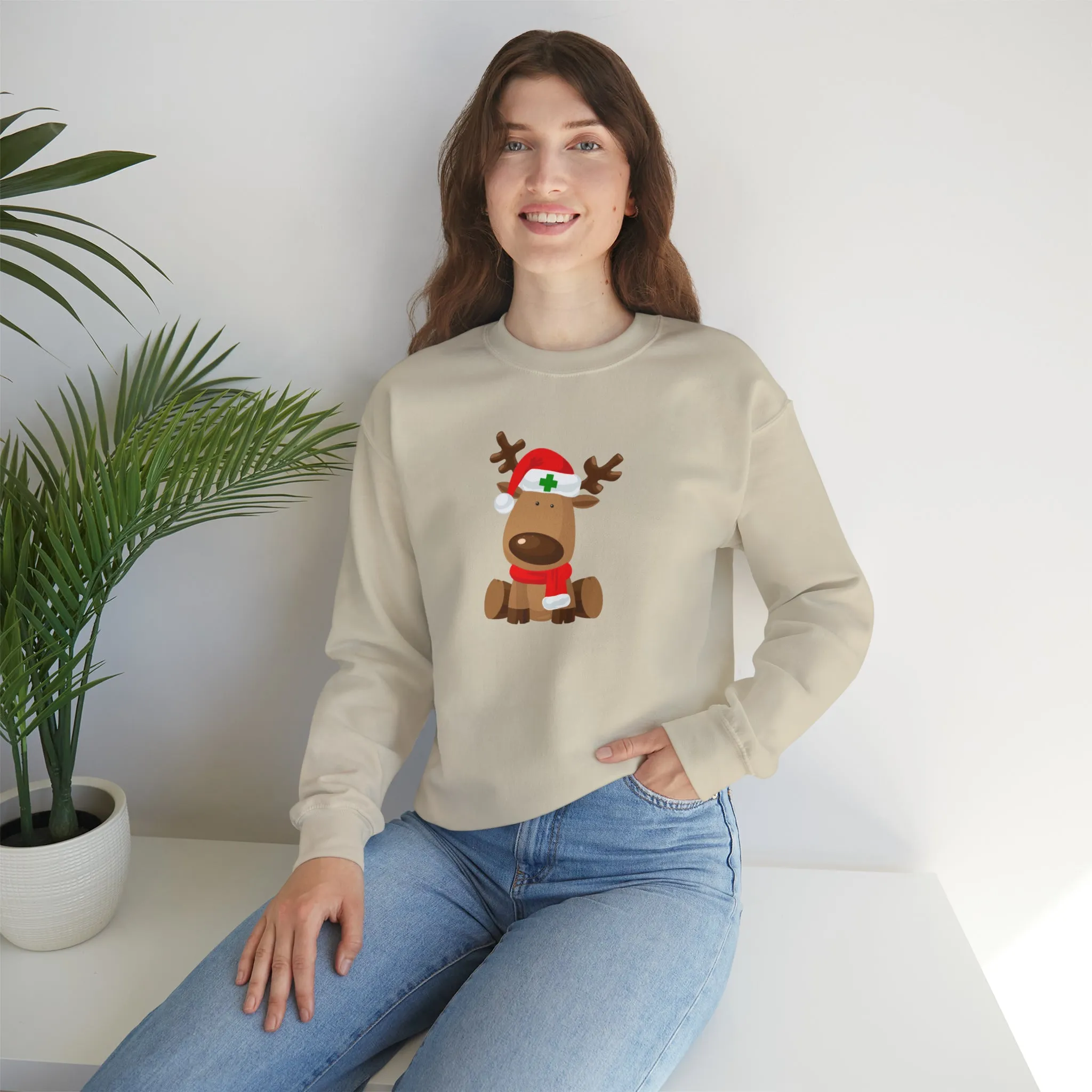 Nurse Christmas Reindeer Unisex Heavy Blend™ Crewneck Sweatshirt