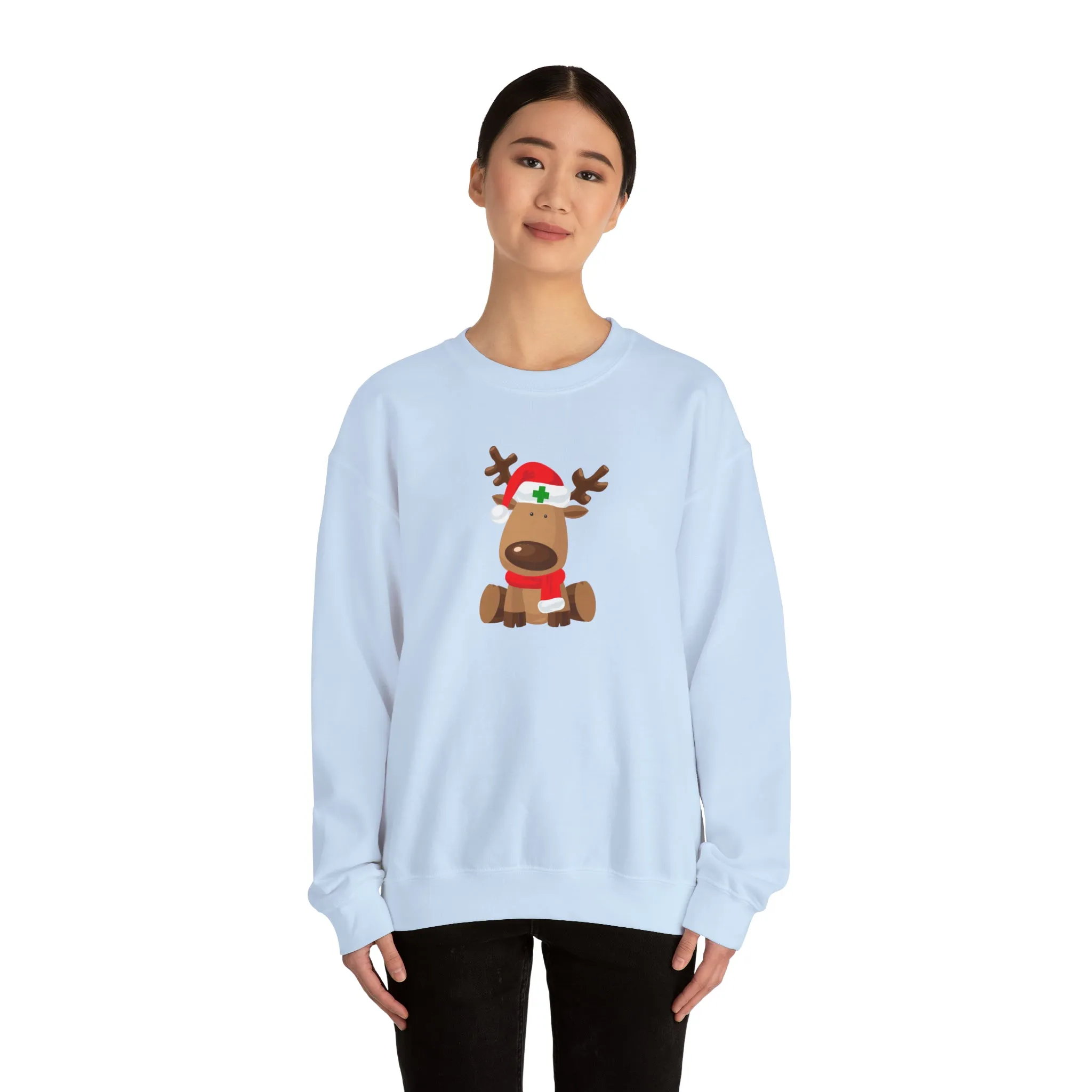 Nurse Christmas Reindeer Unisex Heavy Blend™ Crewneck Sweatshirt