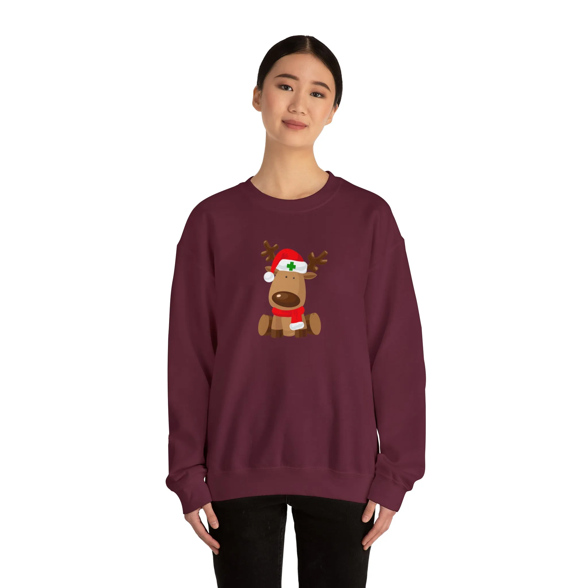 Nurse Christmas Reindeer Unisex Heavy Blend™ Crewneck Sweatshirt