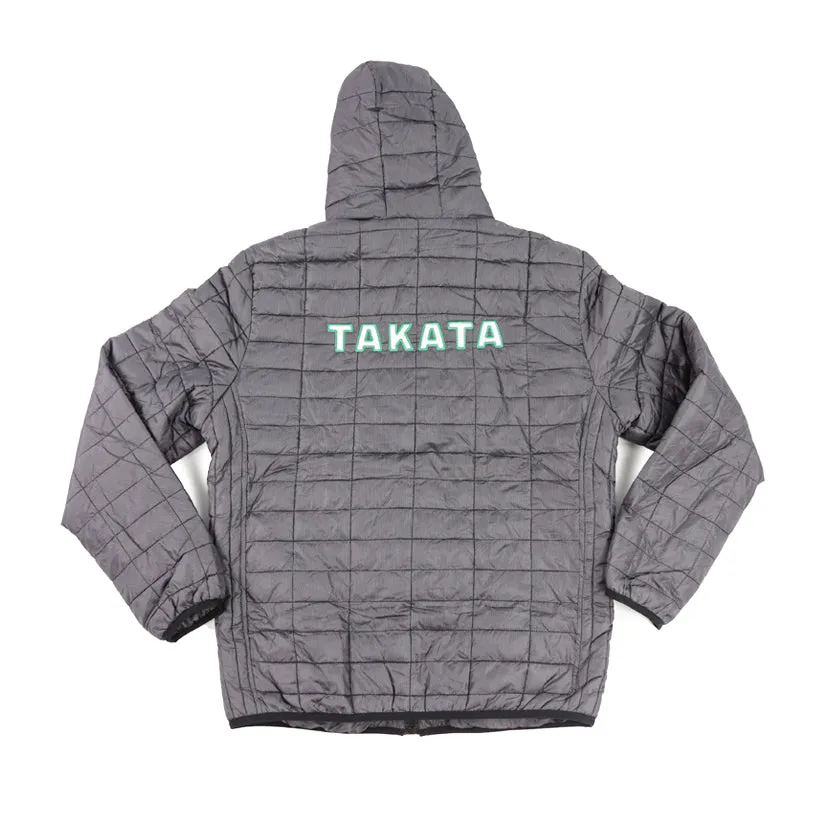 Official Takata Grey Zip-Up Puffer Jacket with Embroidered Logo - Extra Large