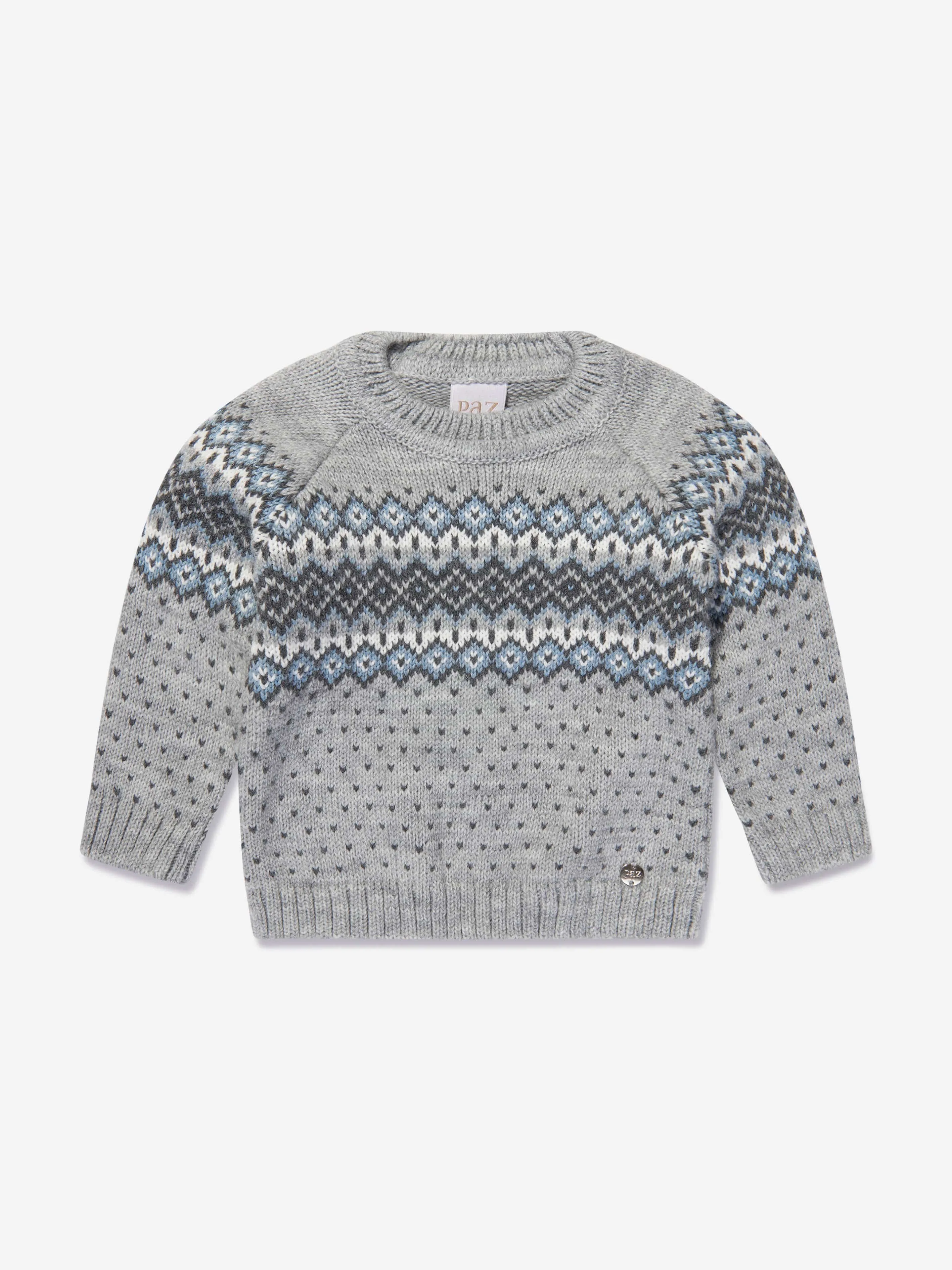 Paz Rodriguez Boys Wool Knitted Jumper in Grey