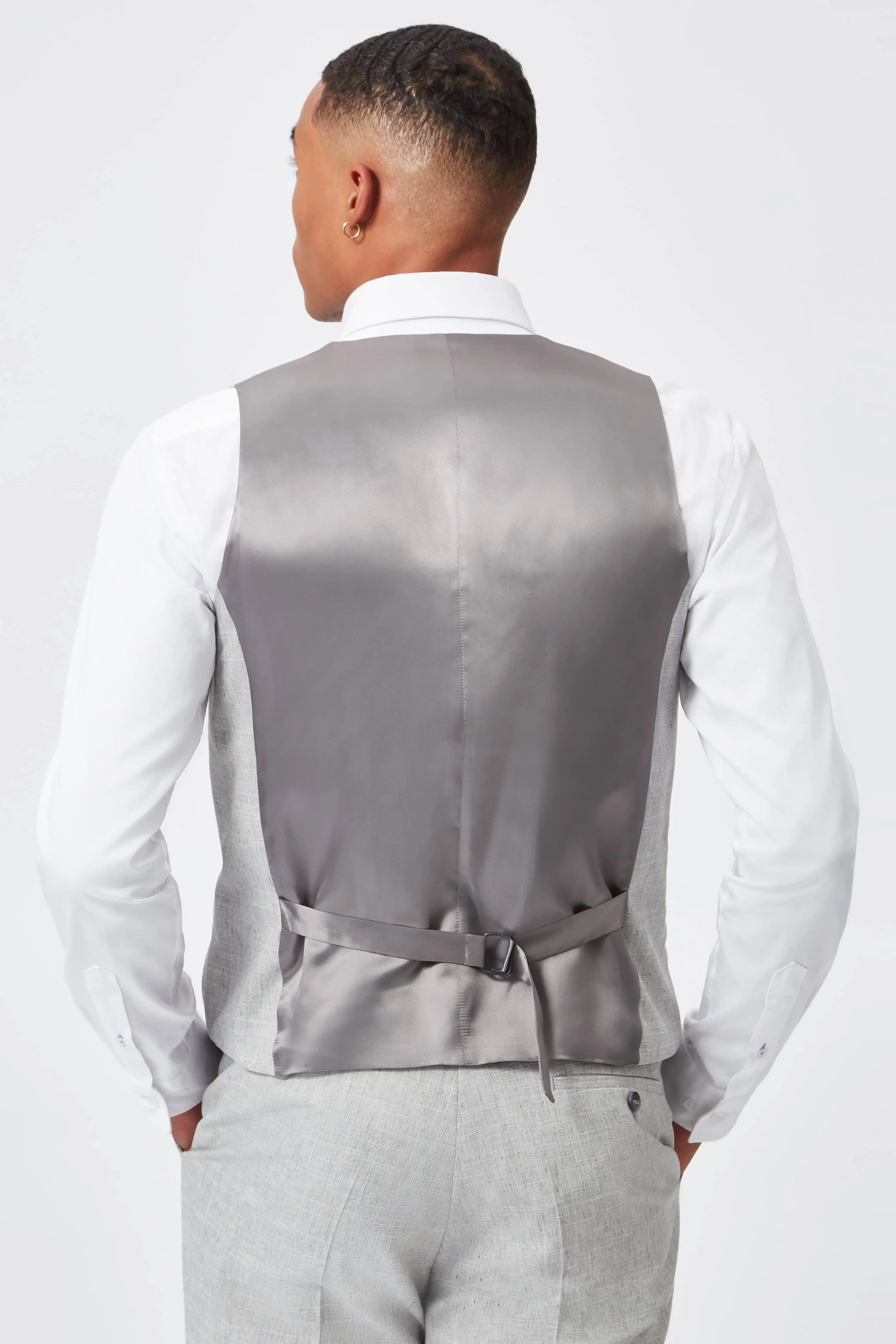 Perrin Slim Fit Grey Linen Waistcoat - ARCHIVE