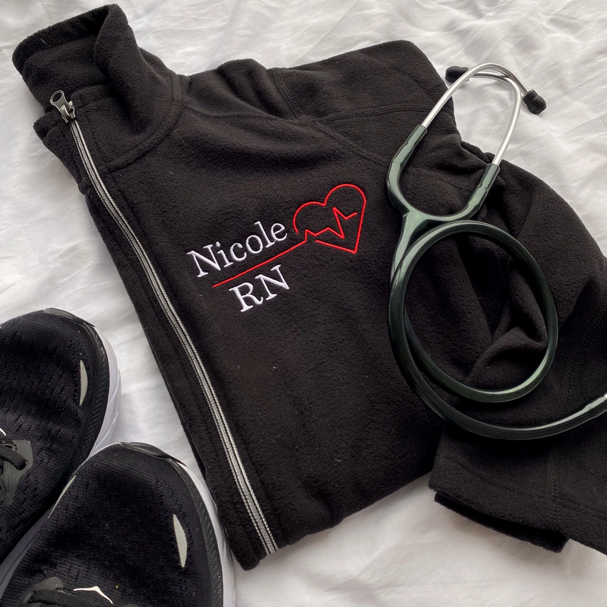 Personalized Heartbeat Nurse Fleece Full Zip