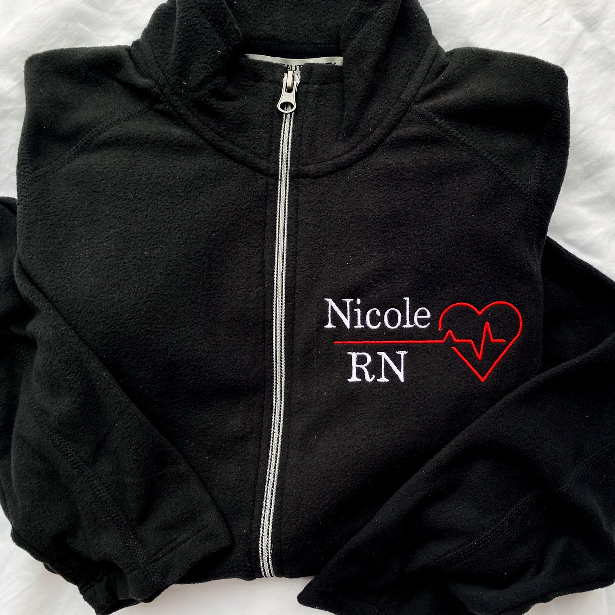 Personalized Heartbeat Nurse Fleece Full Zip