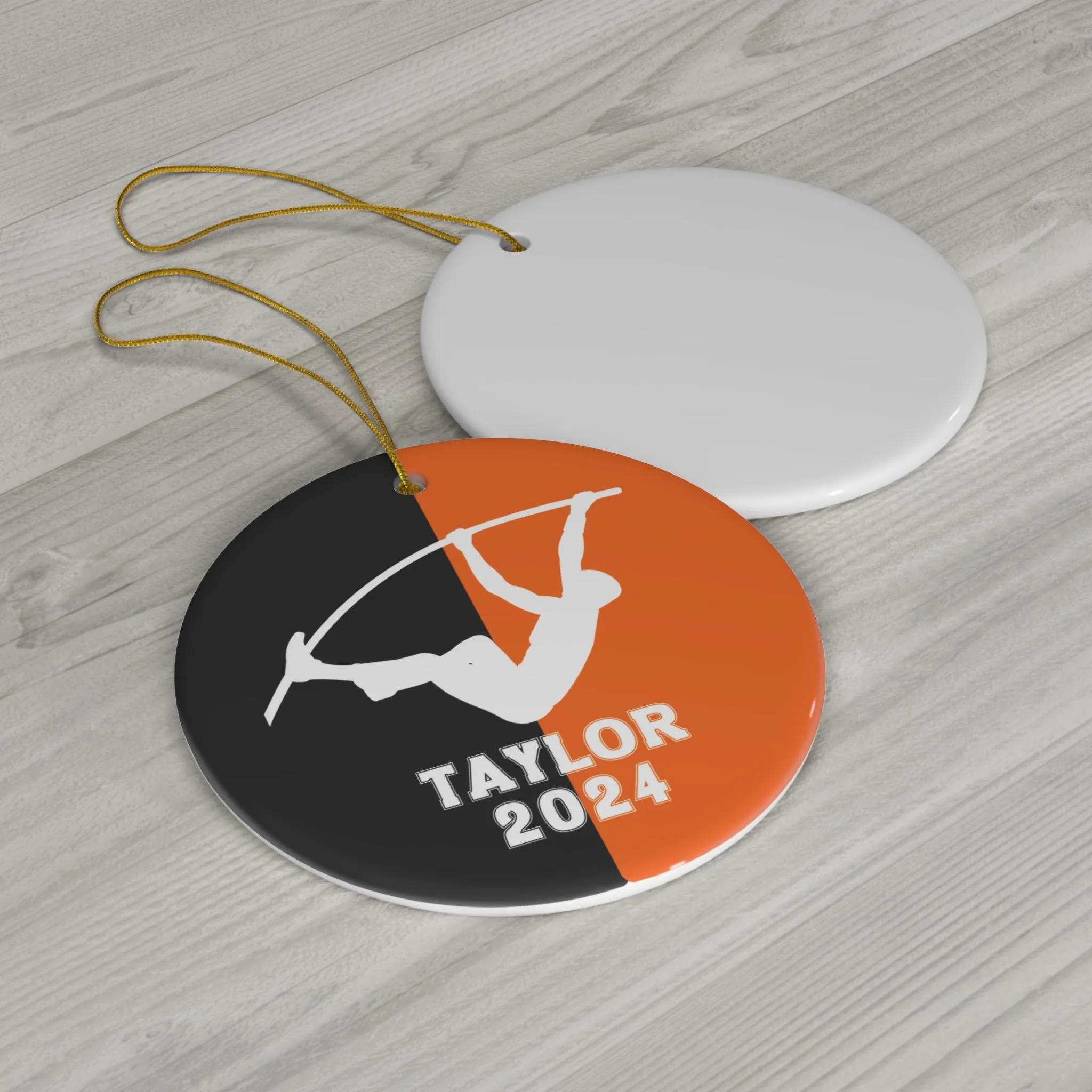 Pole Vault Ornament, 2024 Personalized Boys Track and Field Christmas Ornament, Ceramic Tree Ornament