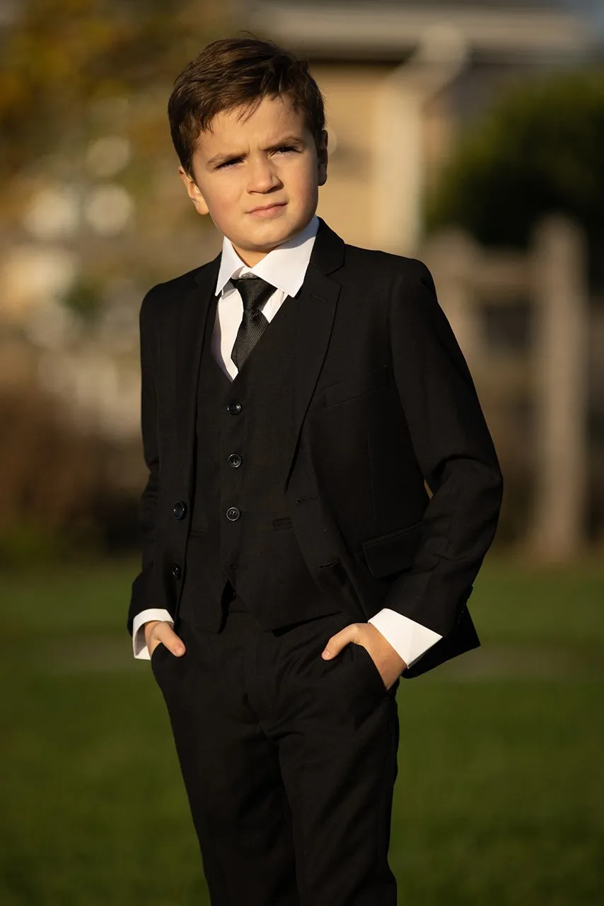 "Leo" Kids Black 5-Piece Suit