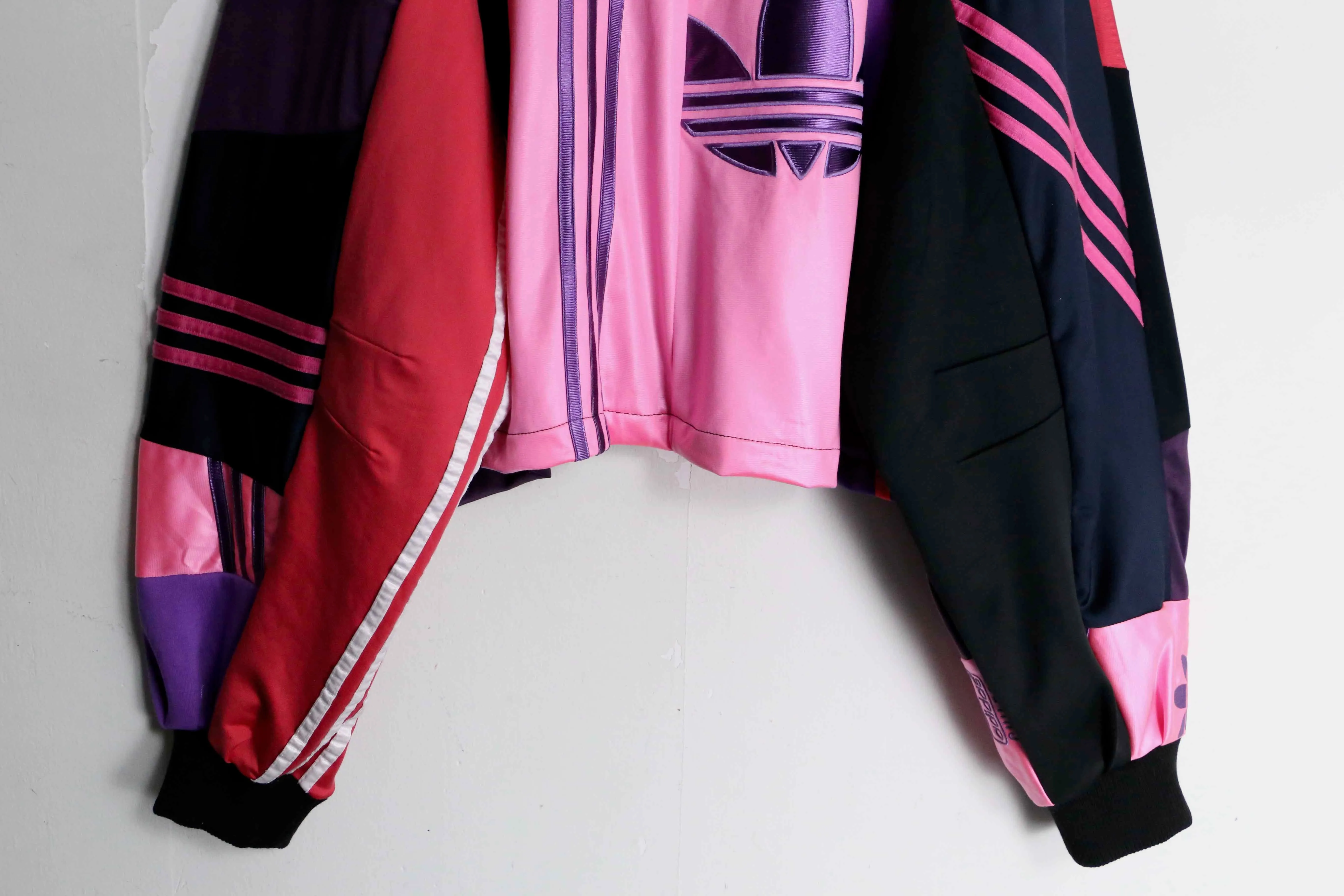 "Re:make" random patchwork purple track jacket