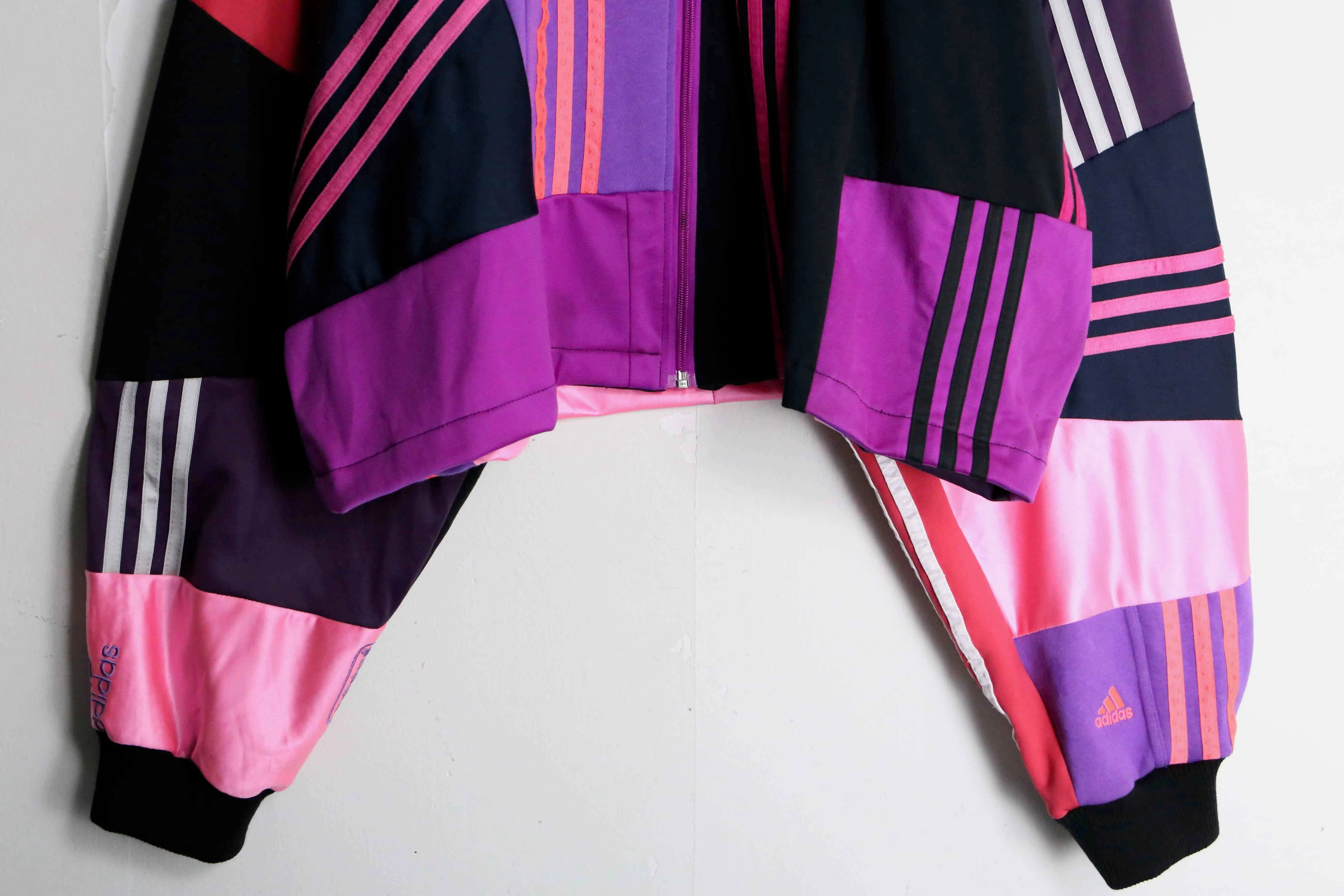 "Re:make" random patchwork purple track jacket