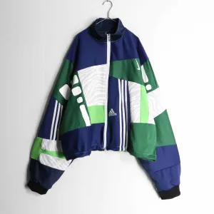 "Re:make"green × navy color random track jacket