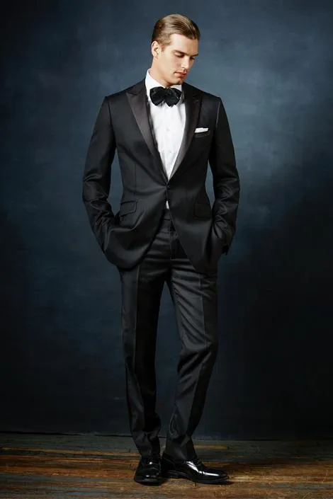 "Rico" Black 1-Button Peak Tuxedo