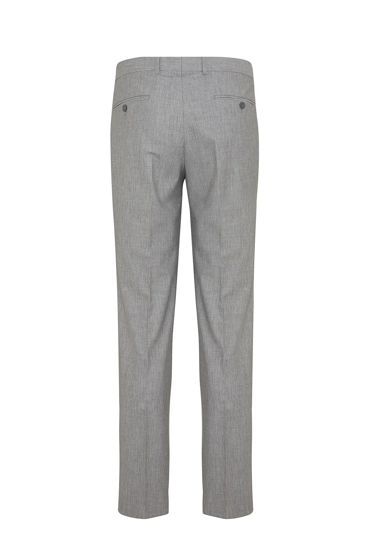 Regular Fit High Waist Gray Melange Wool Dress Pants