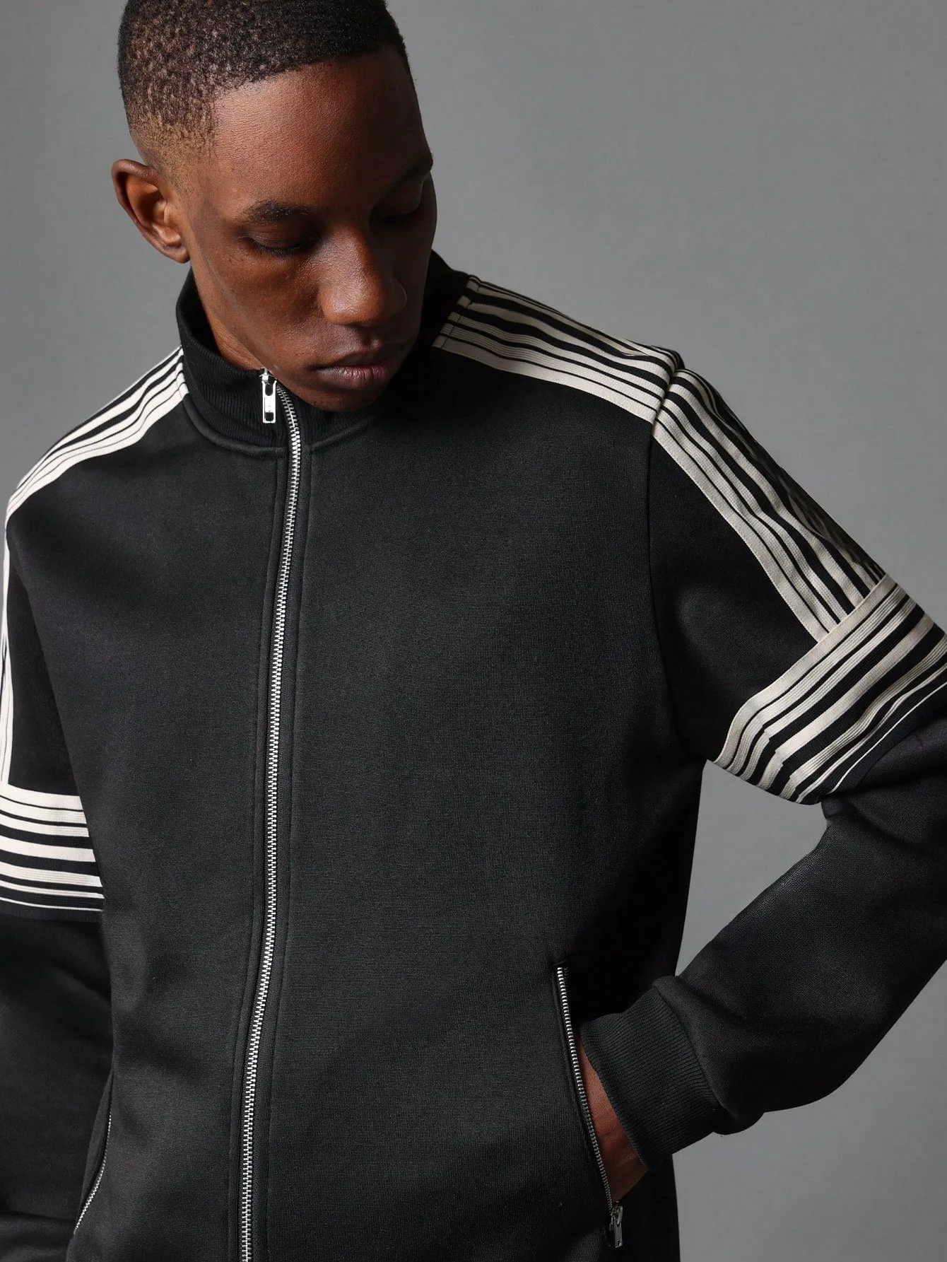 Regular Fit Zip-Up Tape Track Jacket