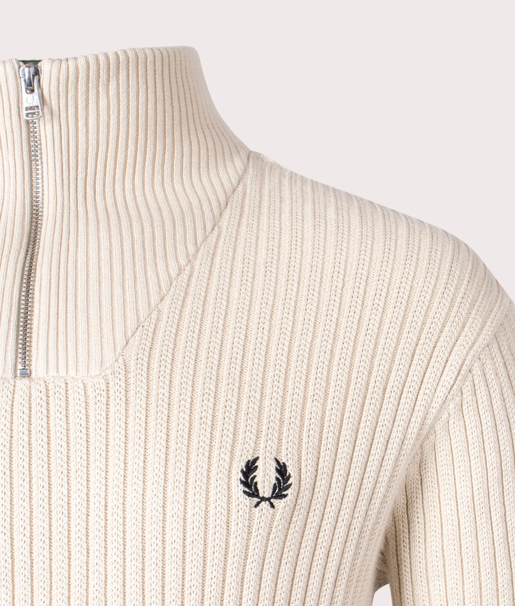 Relaxed Fit Quarter Zip Textured Jumper