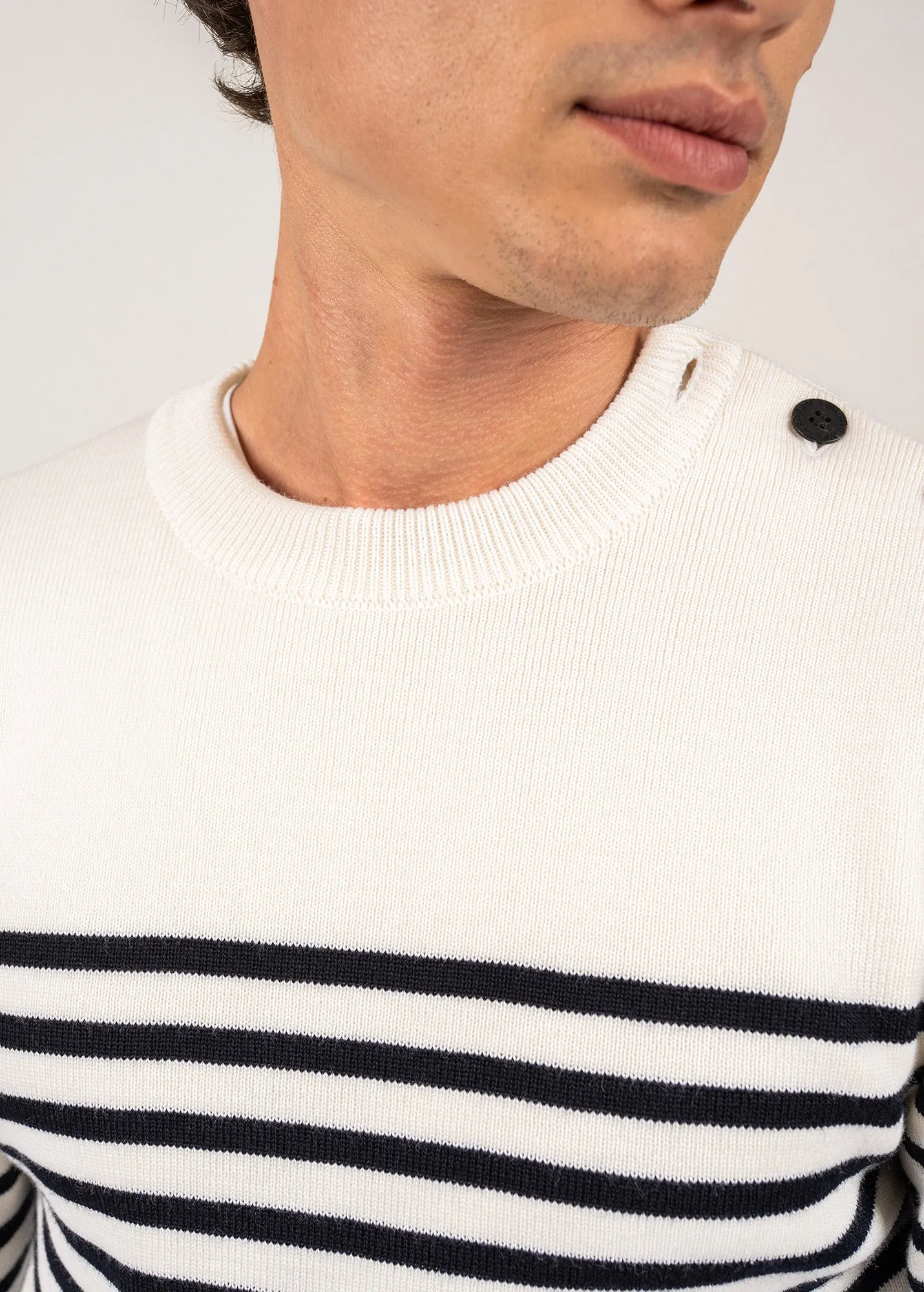 Rochefort striped sailor jumper - slim fit, in merino wool (ECUME/NAVY)