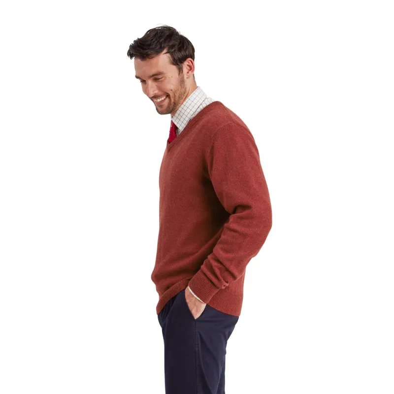 Schoffel Lewis Lambswool V Neck Mens Jumper - Deep Red