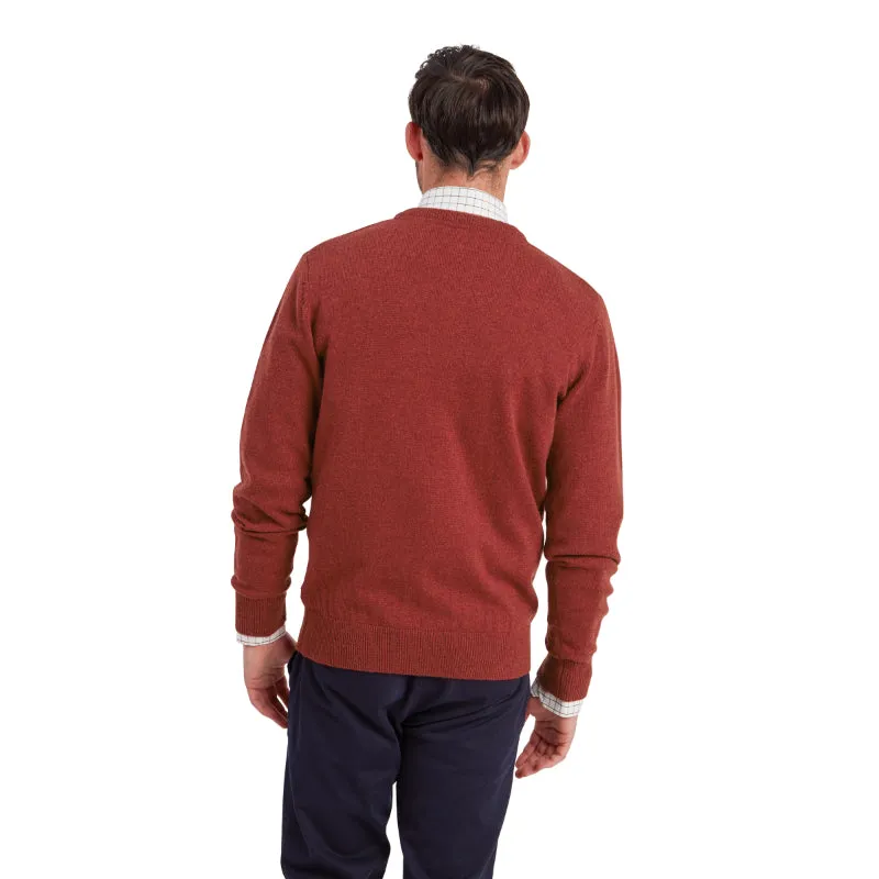 Schoffel Lewis Lambswool V Neck Mens Jumper - Deep Red