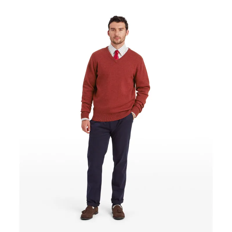 Schoffel Lewis Lambswool V Neck Mens Jumper - Deep Red