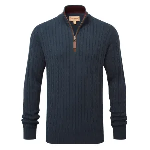 Schoffel Mens Calton Cotton Cashmere Cable 1/4 Zip Jumper