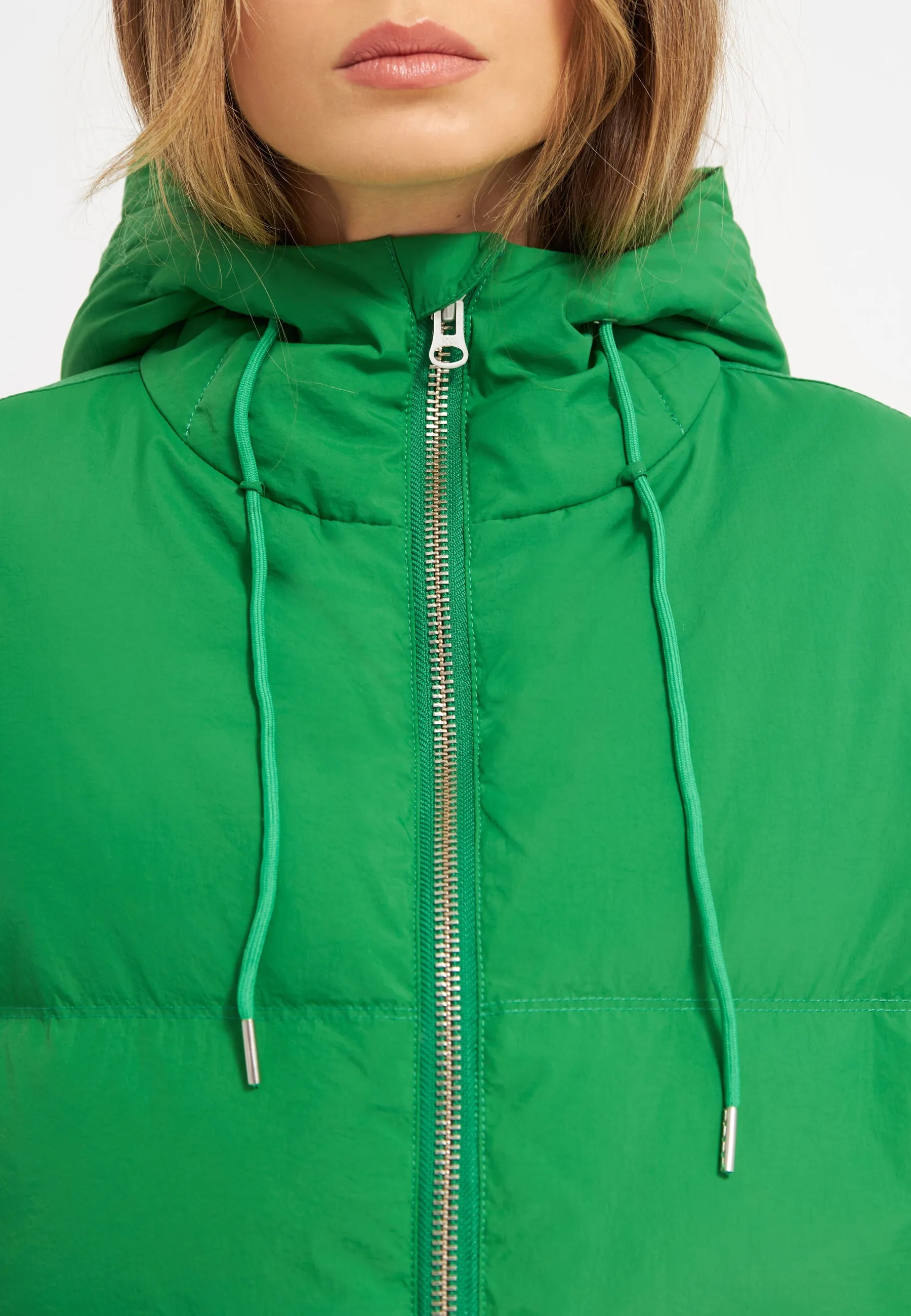 Short Hooded Puffer Jacket Green