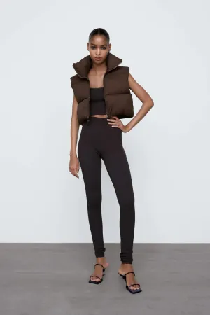 Sleevless Puffer Crop Vest Jacket