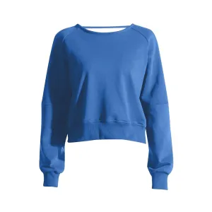 Solid Loose Casual Pullover Sweatshirt For Women Round Neck Long Sleeve Backless Crisscross Sweatshirt Female 2023