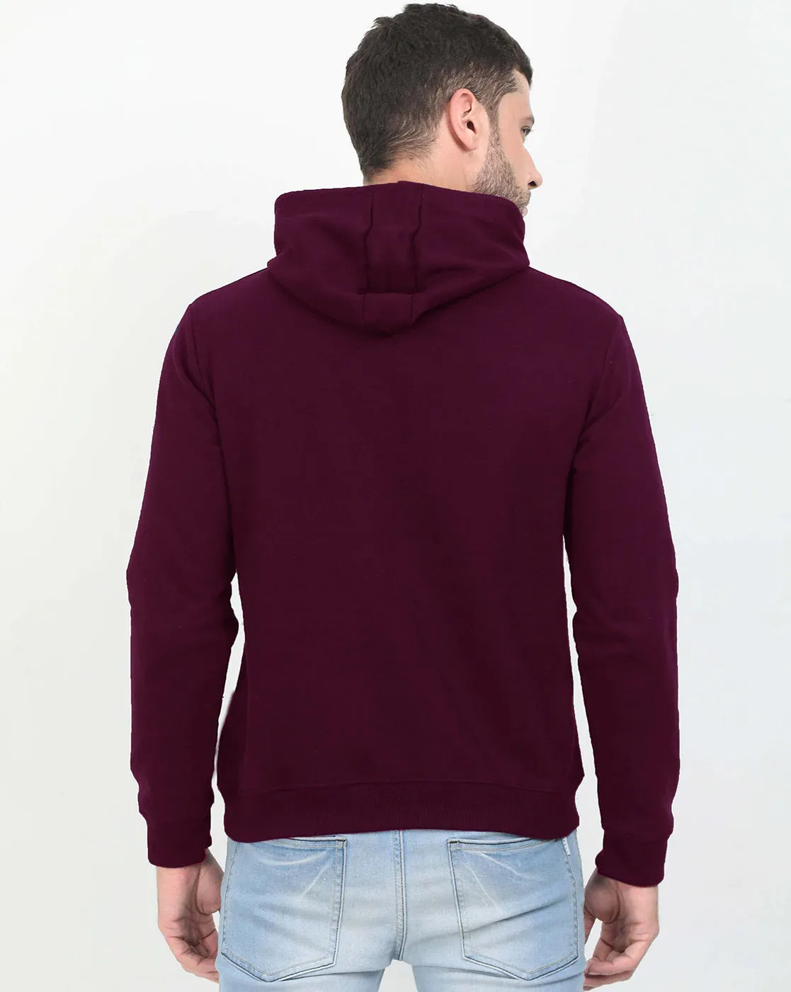 Solid Maroon Cotton Blend Kangaroo Hoodies Sweatshirt By LazyChunks