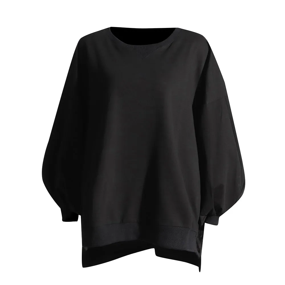 Solid Minimalist Sweatshirts For Women Round Neck Long Sleeve Loose Casual Sweatshirt Female Fashion Clothing