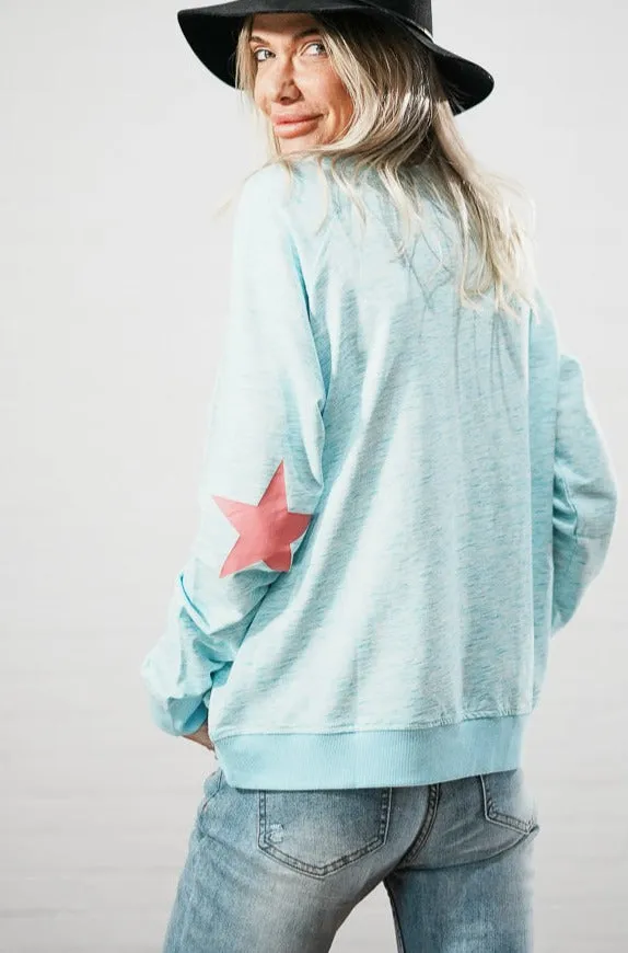 Star print with elbow patch jumper | STAR SWEATSHIRT