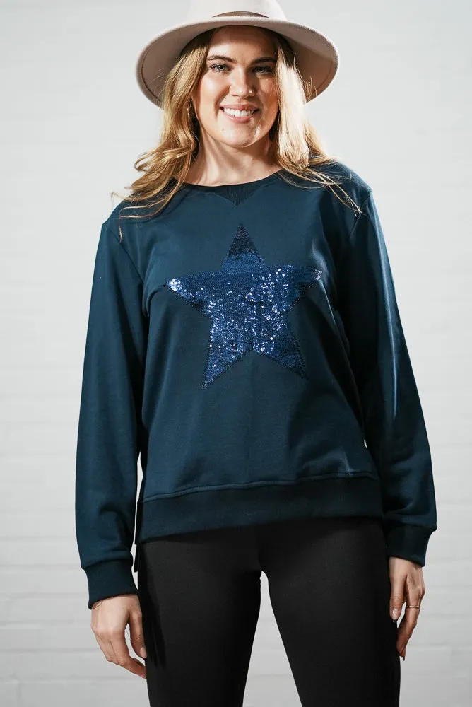 Star print with elbow patch jumper | STAR SWEATSHIRT