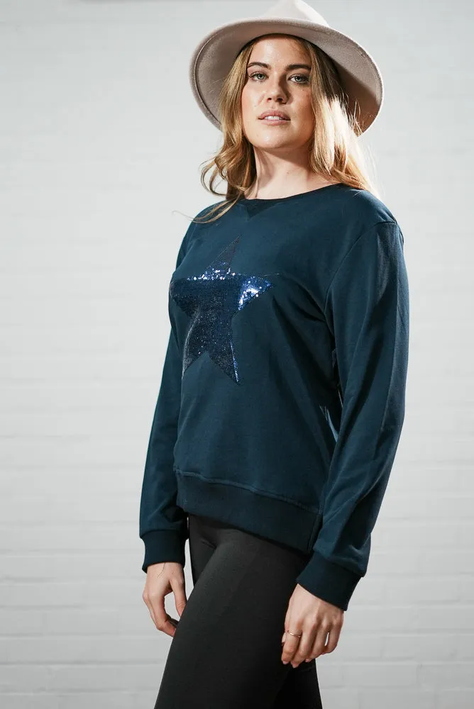 Star print with elbow patch jumper | STAR SWEATSHIRT