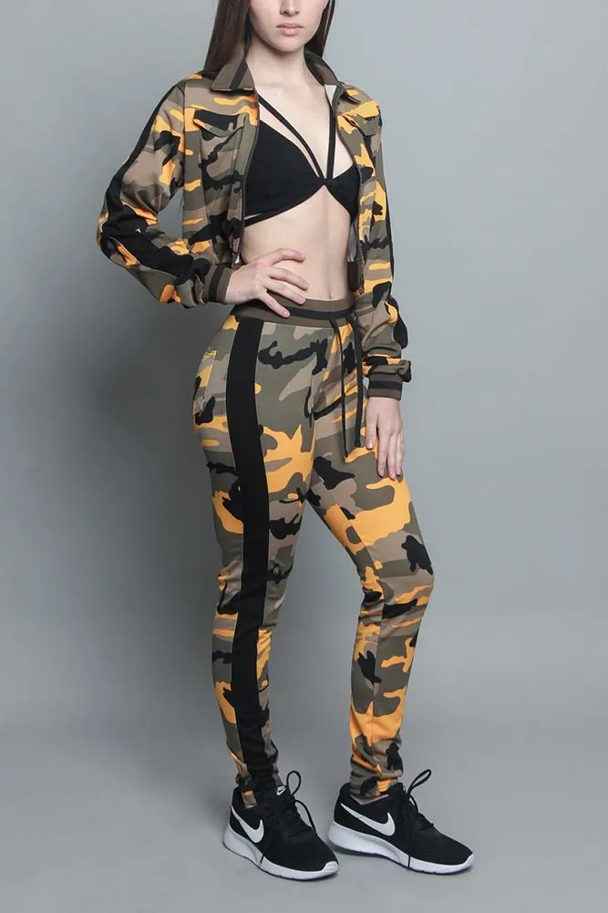 Striped Camo Track Suit