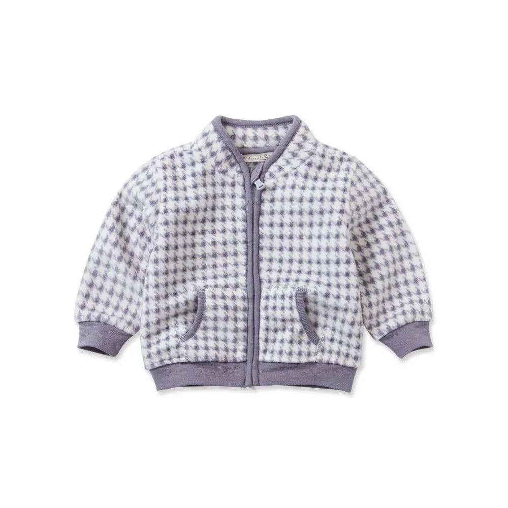 Toddler Boy's Grey "Harry" Houndstooth Zip-Up Fleece Jacket