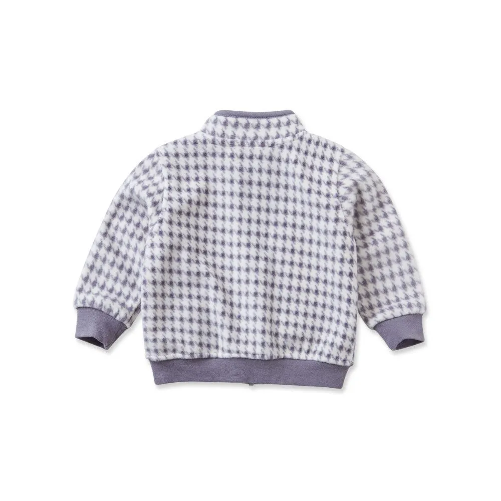 Toddler Boy's Grey "Harry" Houndstooth Zip-Up Fleece Jacket