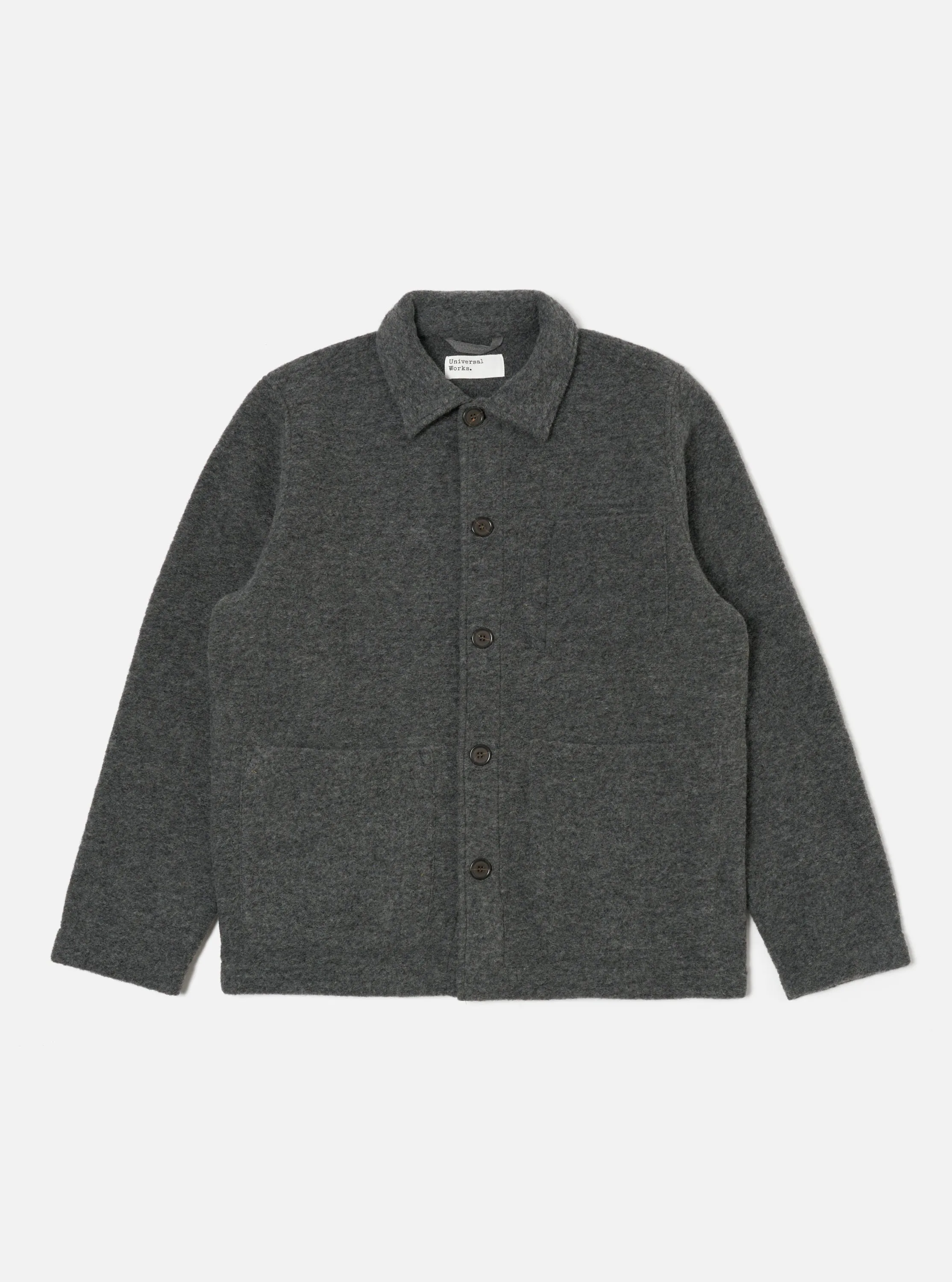 Universal Works Field Jacket in Grey Marl Wool Fleece