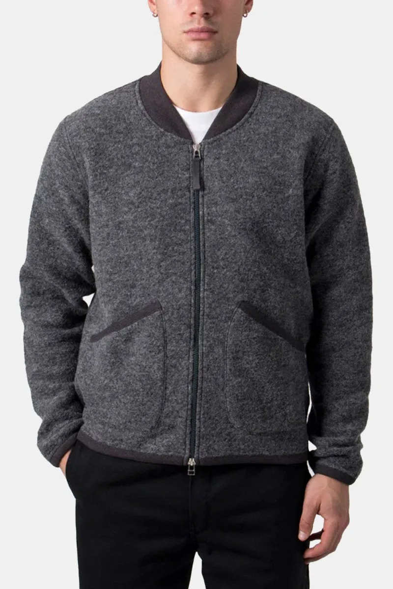 Universal Works Fleece Zip Bomber Jacket (Grey Marl)