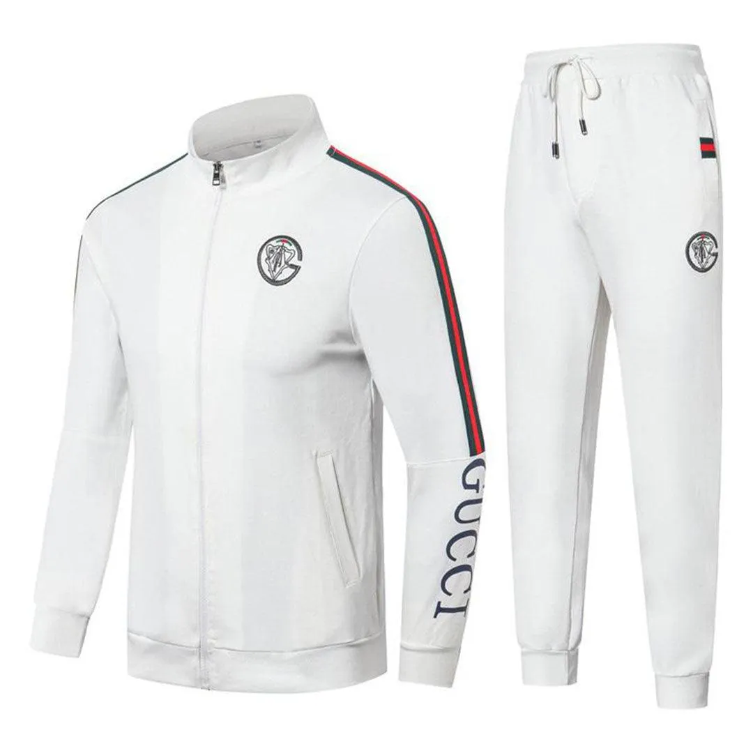 Versace Front Embroilded Logo White Cotton Tracksuits