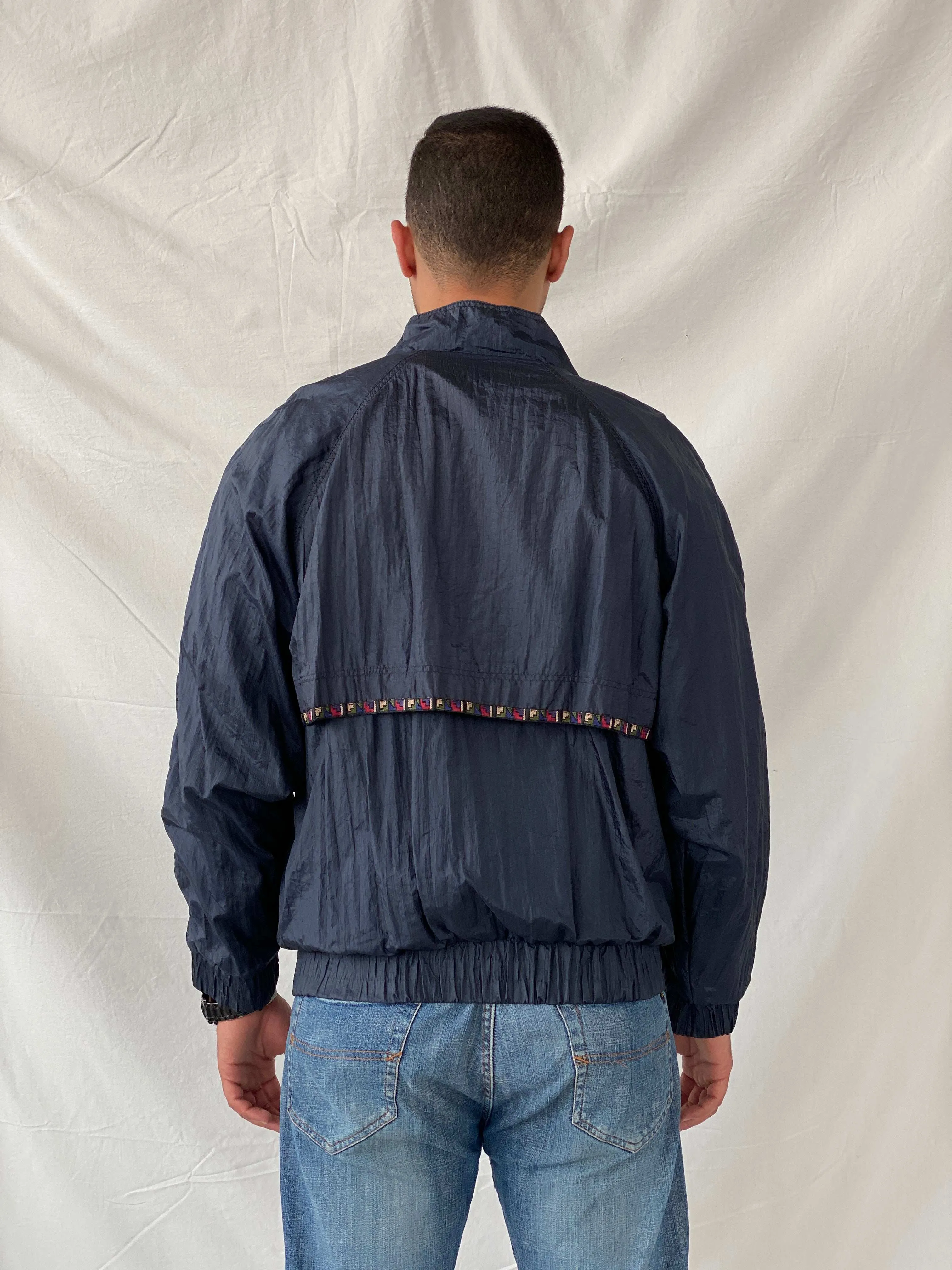 Vintage 80s/90s Van Grack Navy Windbreaker Track Jacket - L