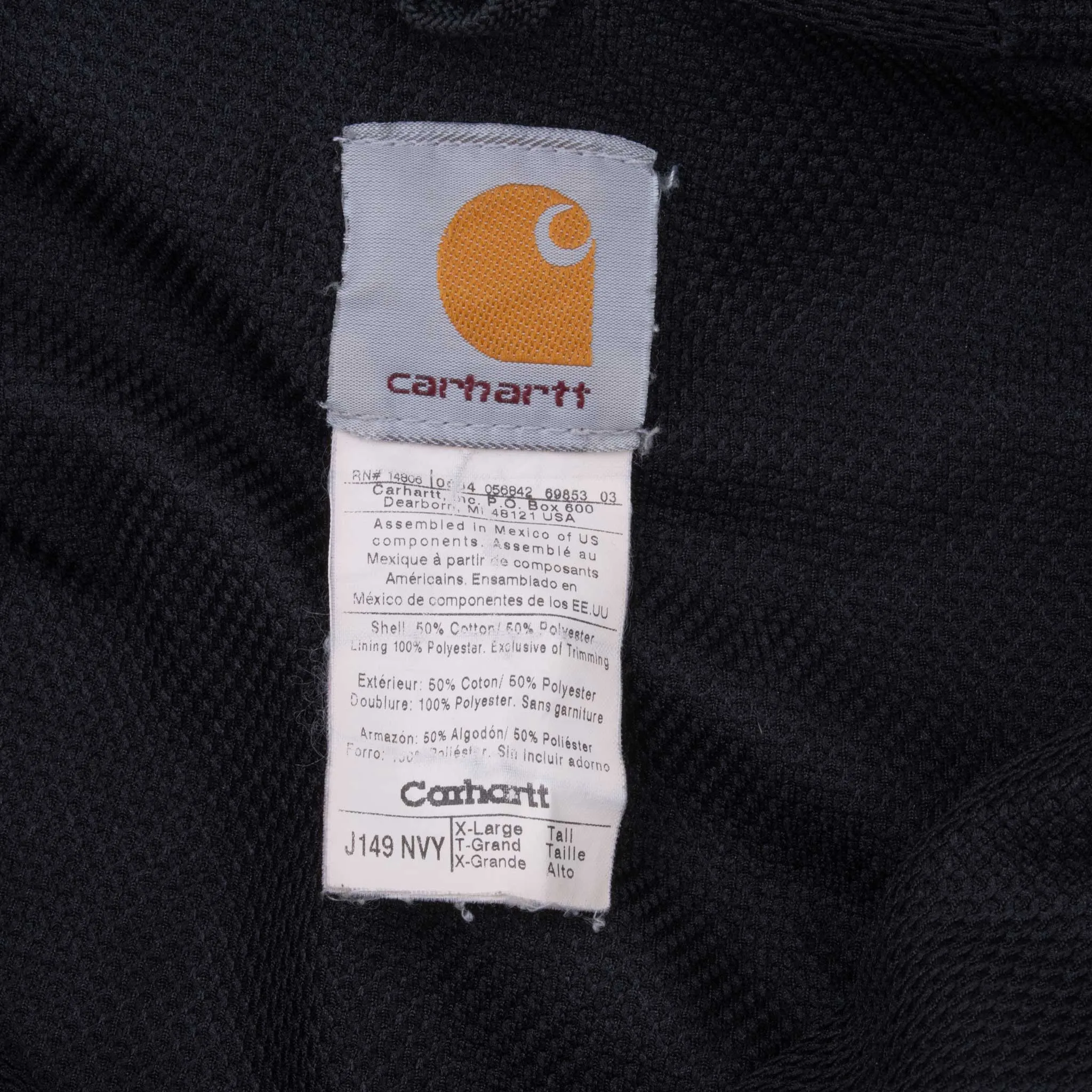 VINTAGE CARHARTT HEAVYWEIGHT FULL ZIP NAVY HOODIE SWEATSHIRT XL